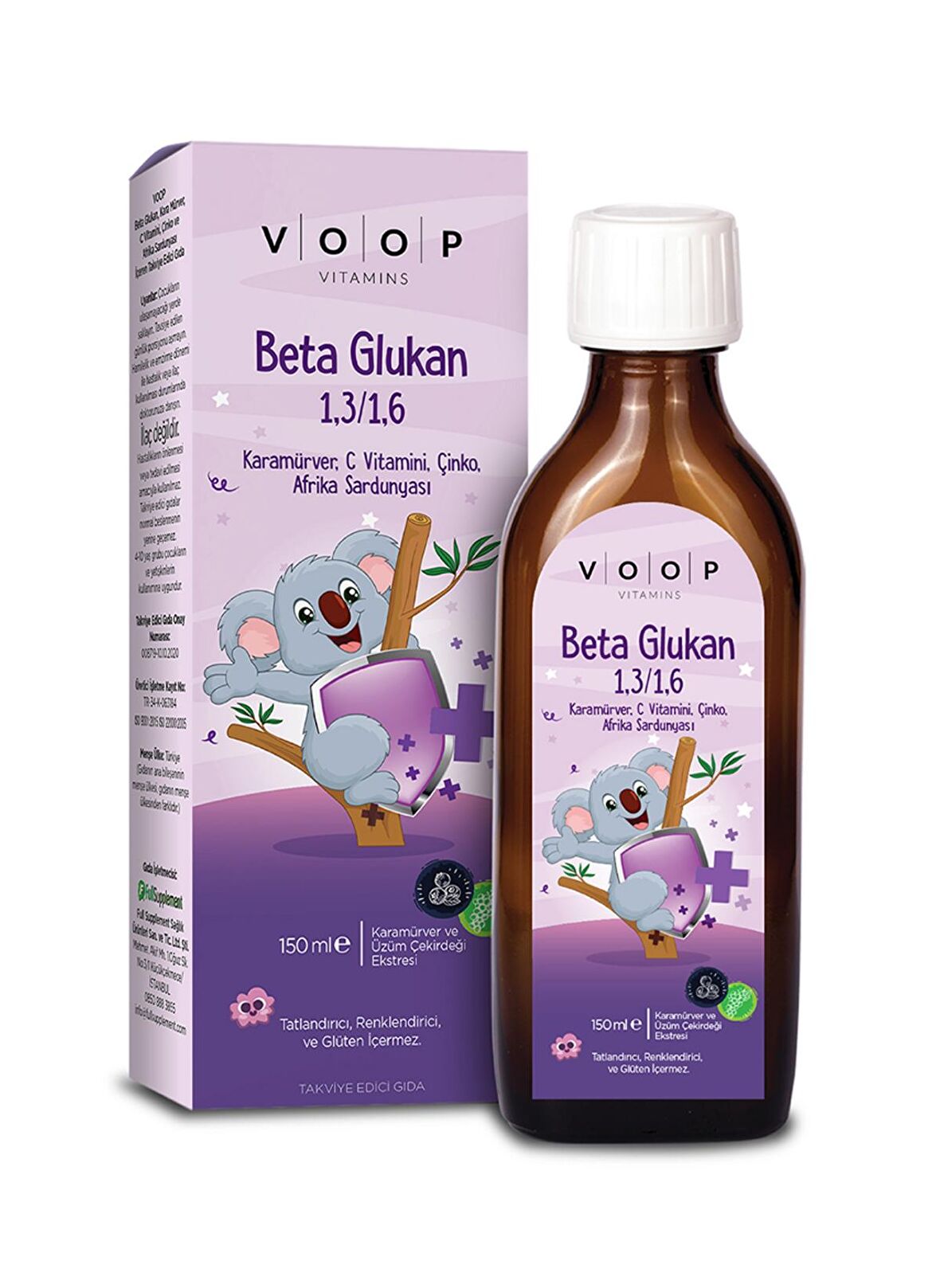 Voop Beta Glukan 1,3/1,6 Kara Mürver, Vitamin C, Çinko Şurup 150 ml