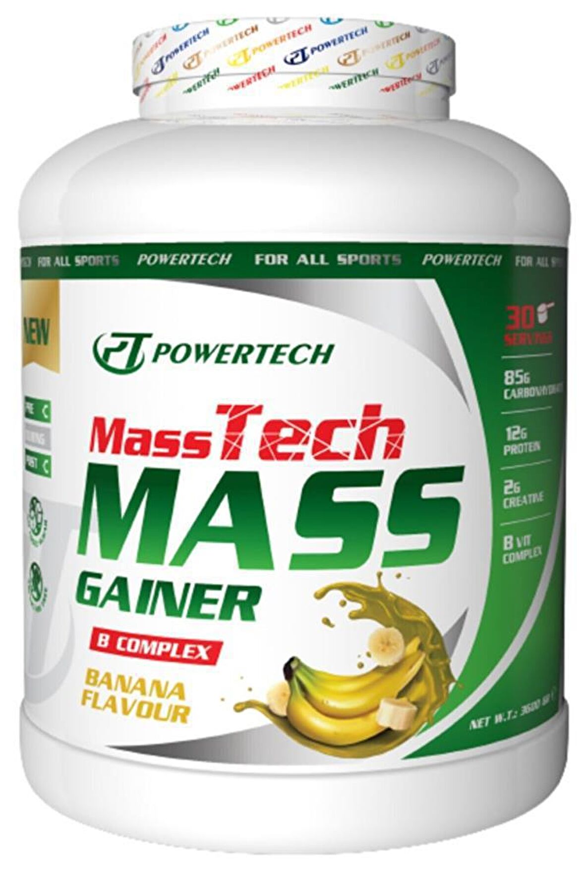 PowerTech MassTech Mass Gainer Muz Aromalı Protein Tozu 3600 gr