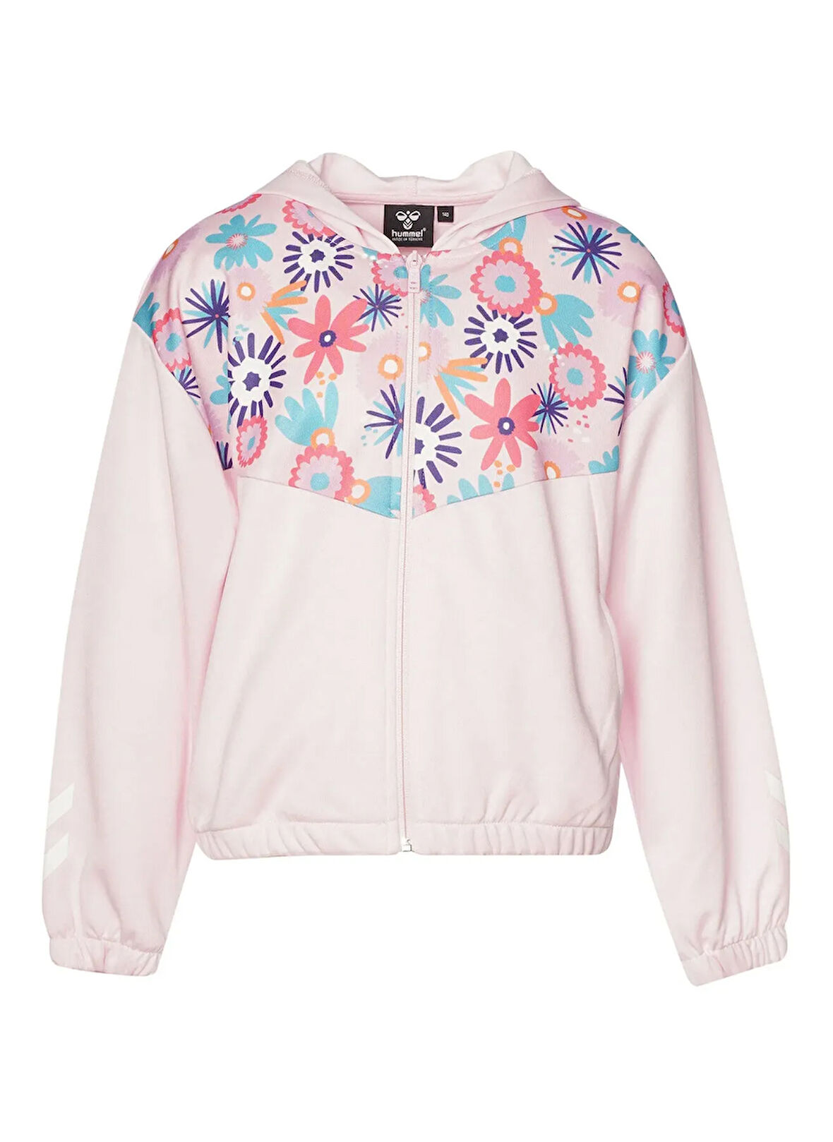 Hummel Fermuarlı Yaka Desenli Pembe Kız Çocuk Eşofman Üstü 922329-9877-HMLYANKA ZIP HOODIE