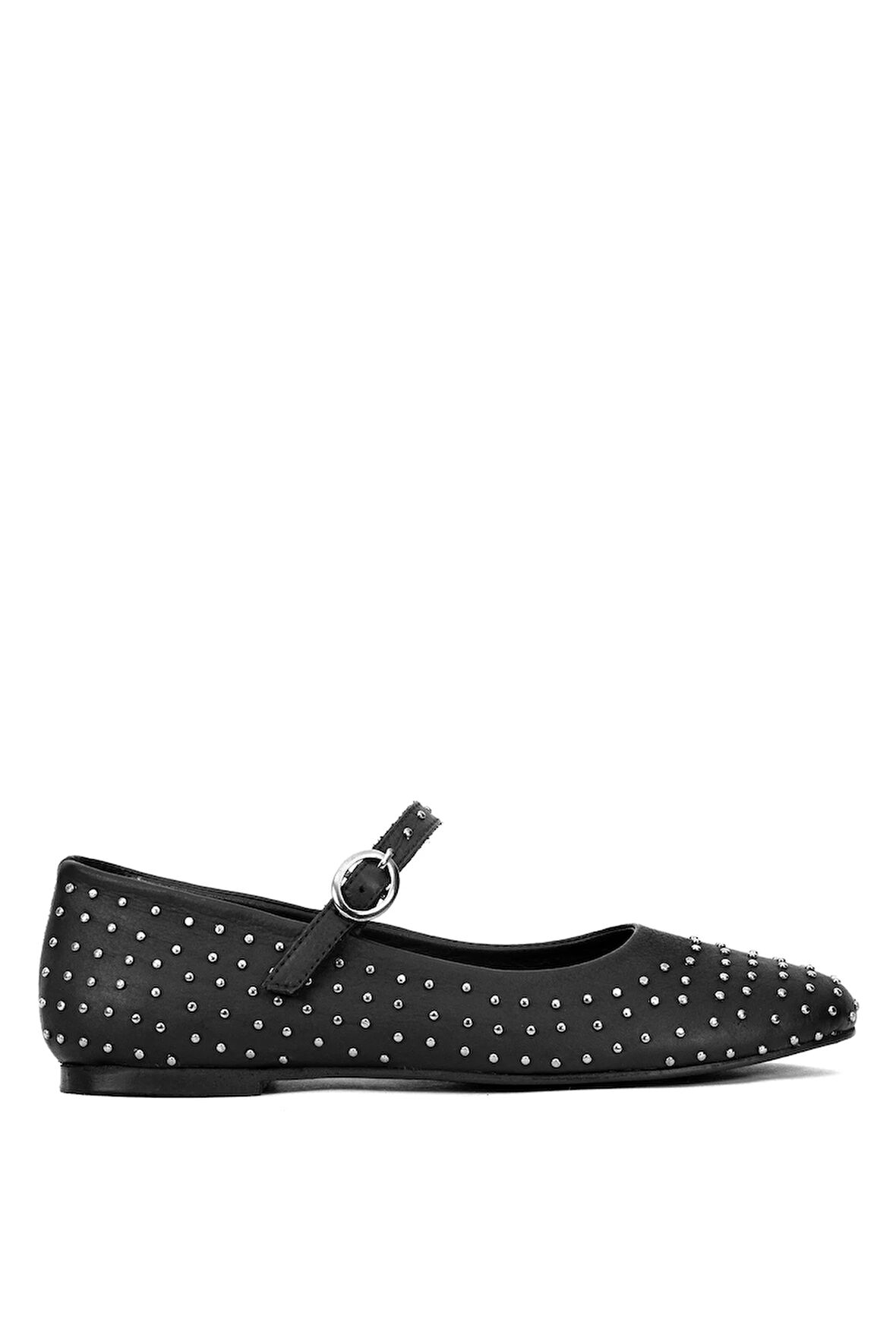 Elit Jada Kadın Hakiki Deri Troklu Babet Siyah