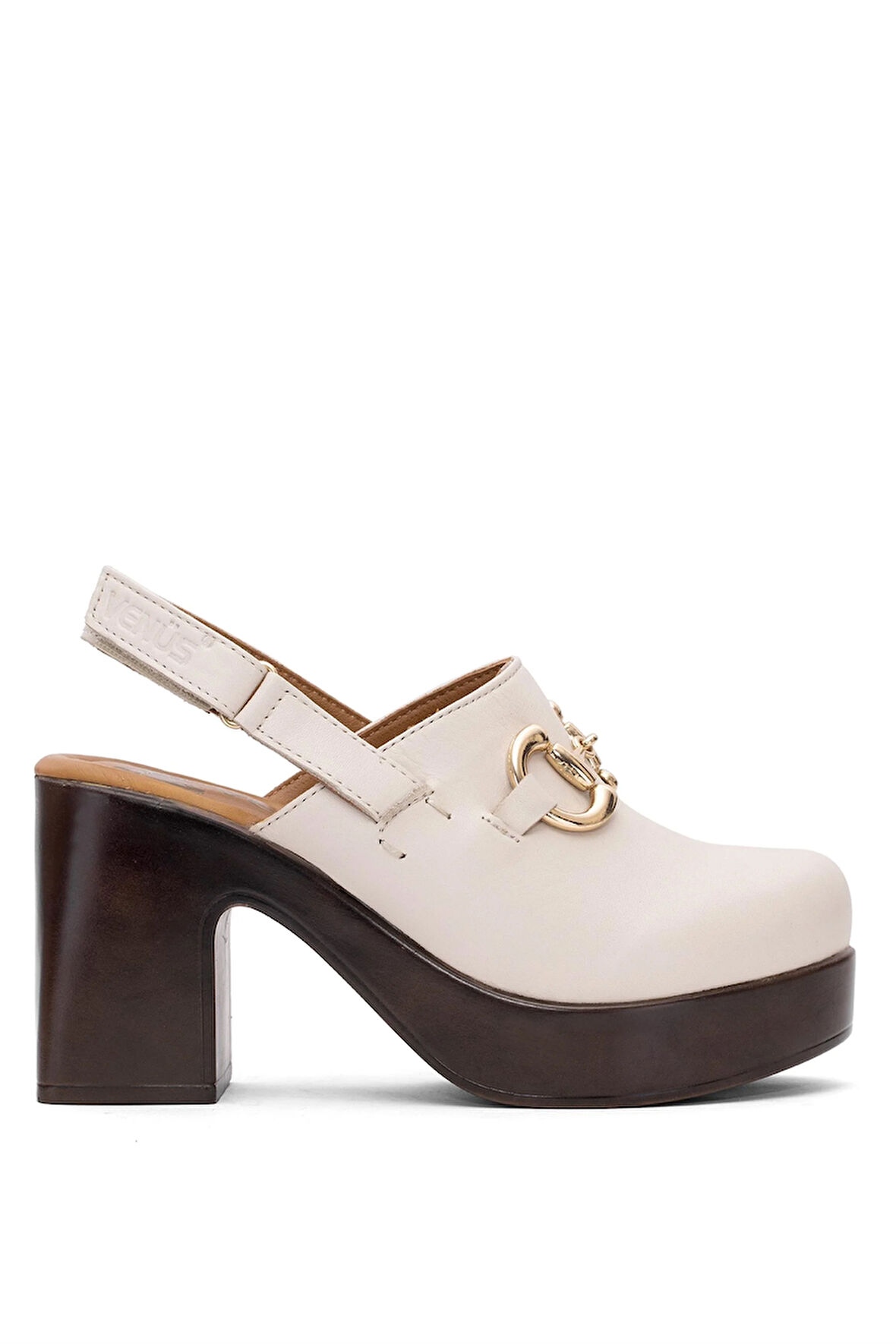 Venüs 2217007Y Kadın Hakiki Deri Topuklu Sandalet Bej