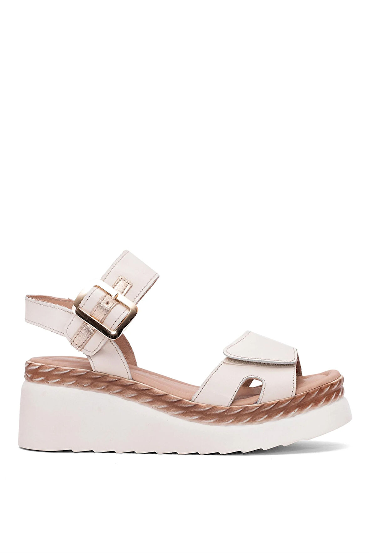 Venüs 2512303Y Kadın Hakiki Deri Dolgu Topuk Sandalet Bej