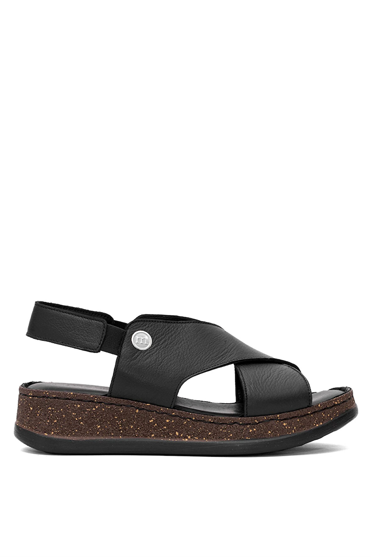 Mammamia D25YS-2395 Kadın Hakiki Deri Düz Sandalet Siyah