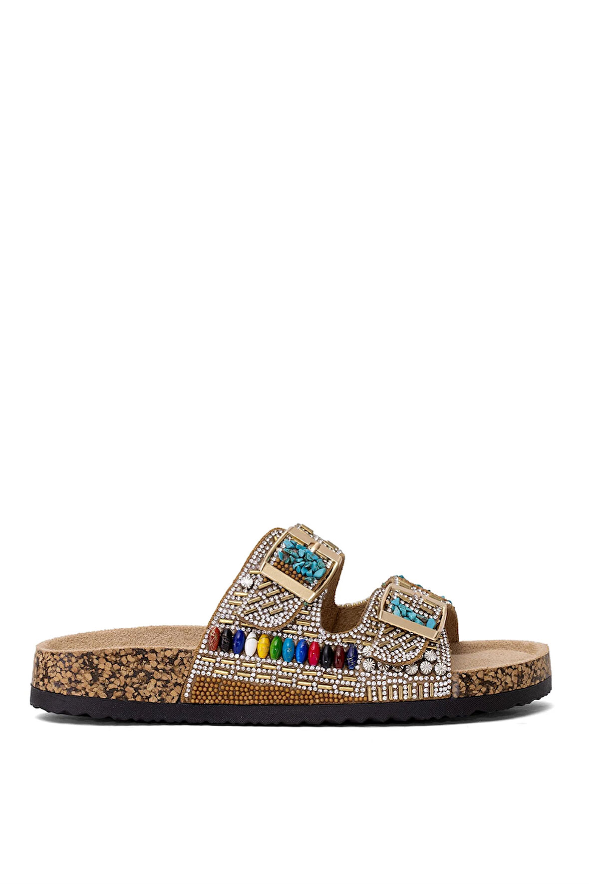 Guja 25Y102-2 Kadın Taşlı Düz Terlik Camel