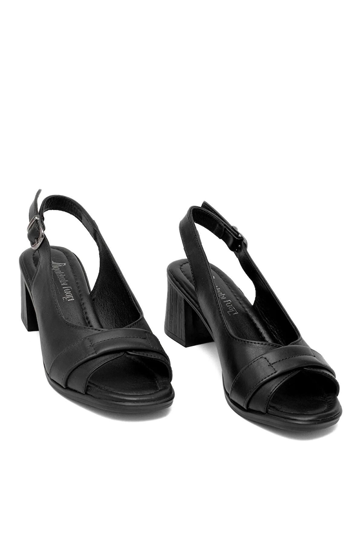 Elit Koc22-18 Kadın Hakiki Deri Topuklu Sandalet Siyah