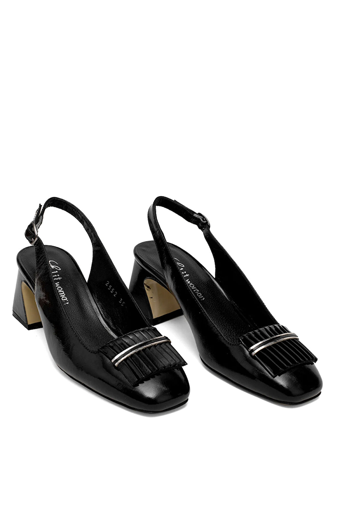 Elit Nivara Kadın Hakiki Deri Klasik Topuklu Ayakkabı Siyah