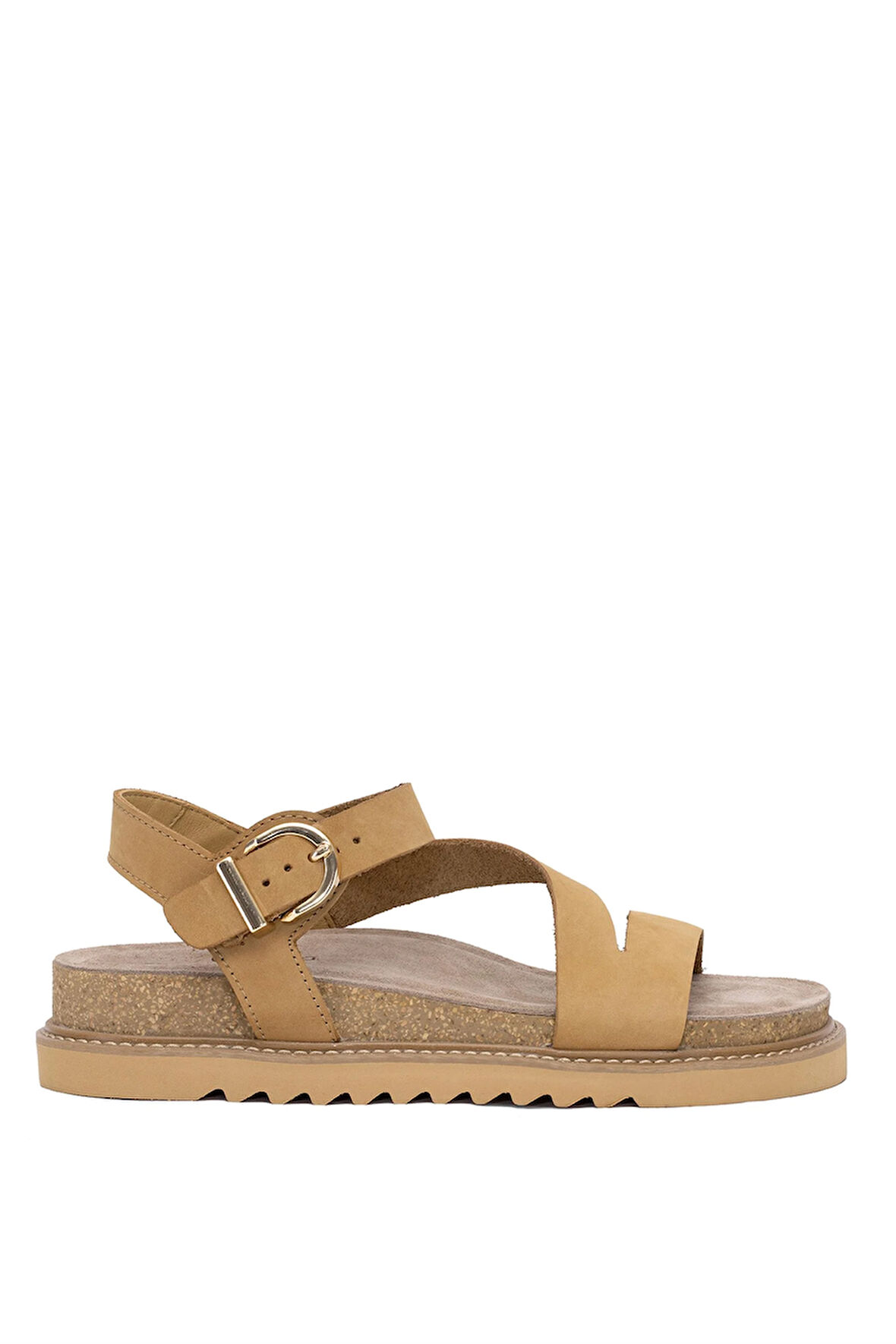 Mammamia D25YS-5240 Kadın Hakiki Deri Düz Sandalet Camel