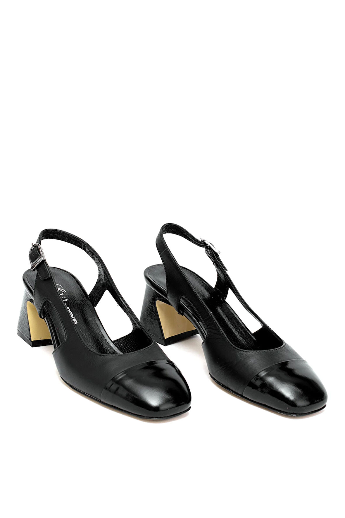 Elit Serina Kadın Hakiki Deri Klasik Topuklu Ayakkabı Siyah