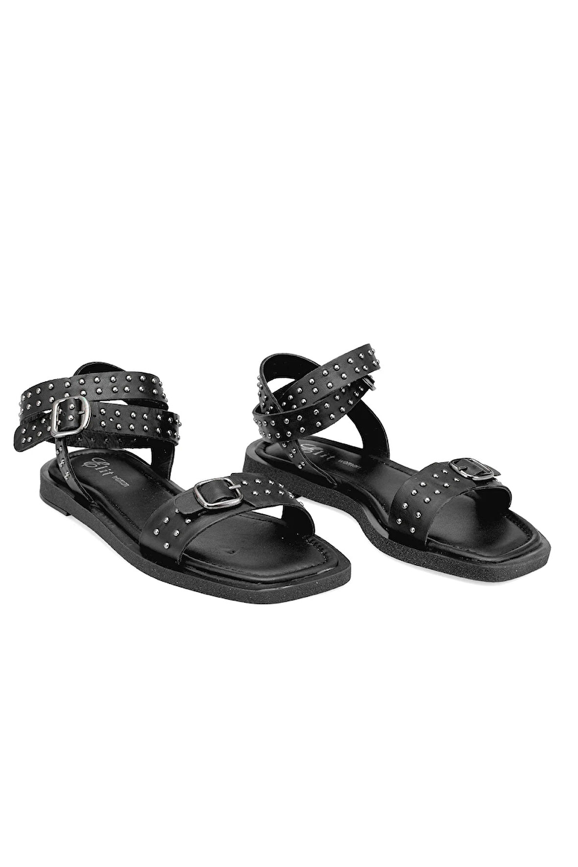 Elit Maribelle Kadın Hakiki Deri Ortopedik Düz Sandalet Siyah