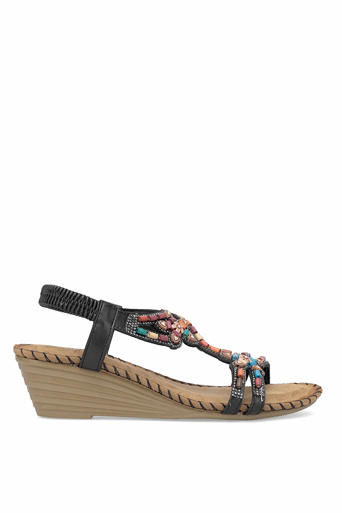 Guja 25Y151-6 Kadın Taşlı Dolgu Topuk Sandalet Siyah