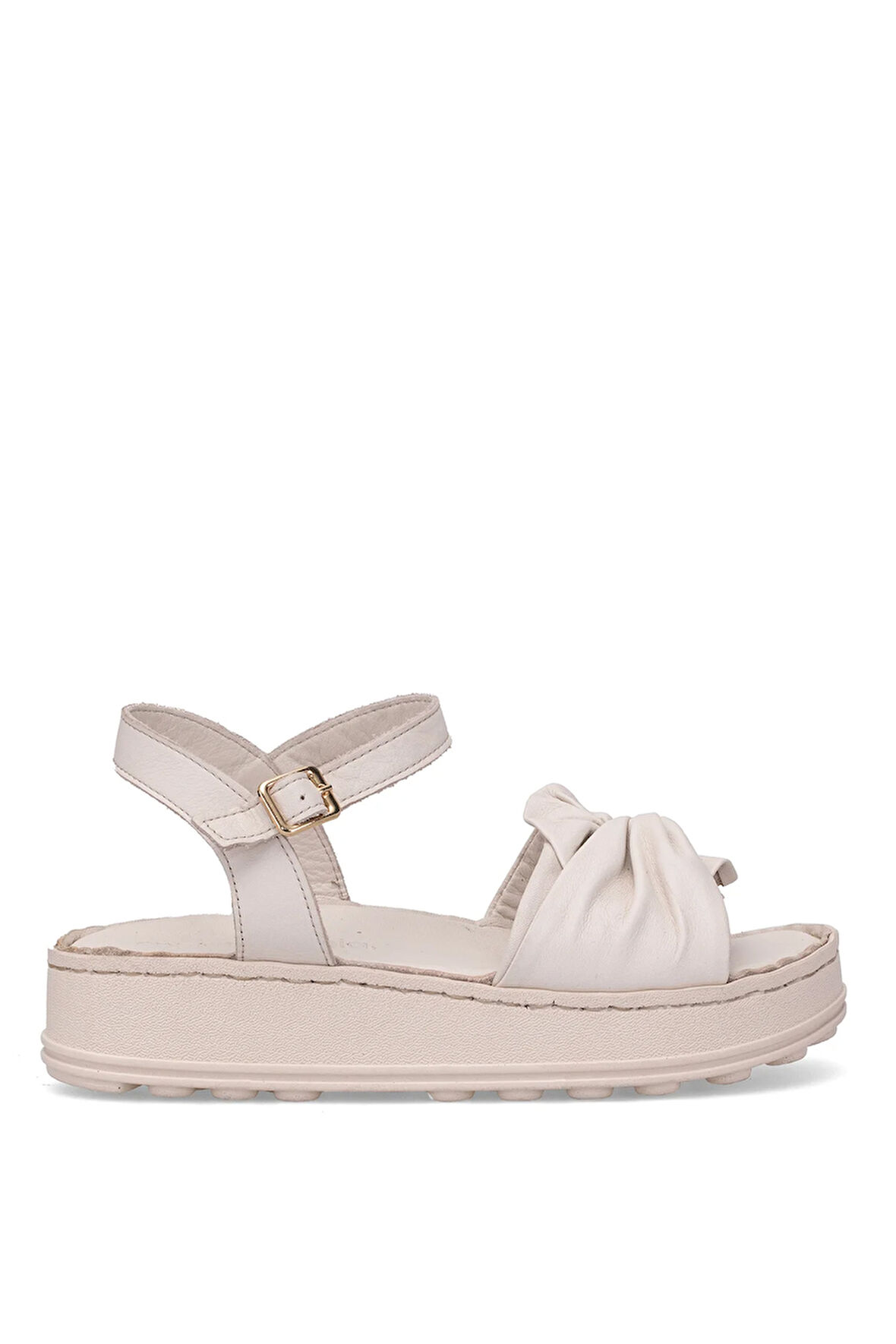 Mammamia D25YS-2595 Kadın Hakiki Deri Düz Sandalet Kemik