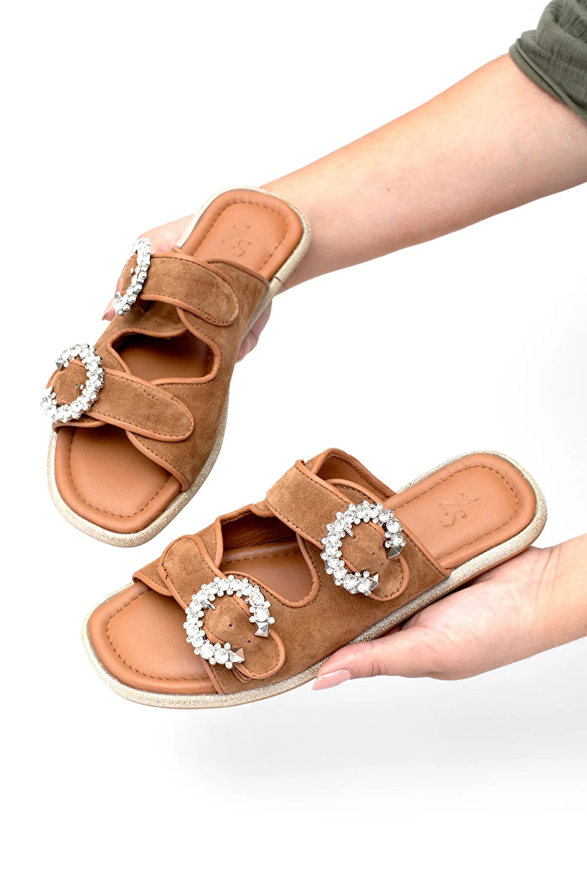 Elit Meliora Kadın Hakiki Deri Düz Terlik Taba