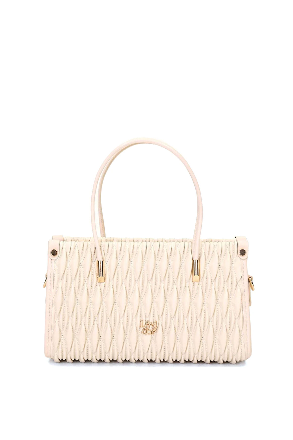 Levidor 930515 Kabartmalı Baklava Desen Kadın El Çantası Krem