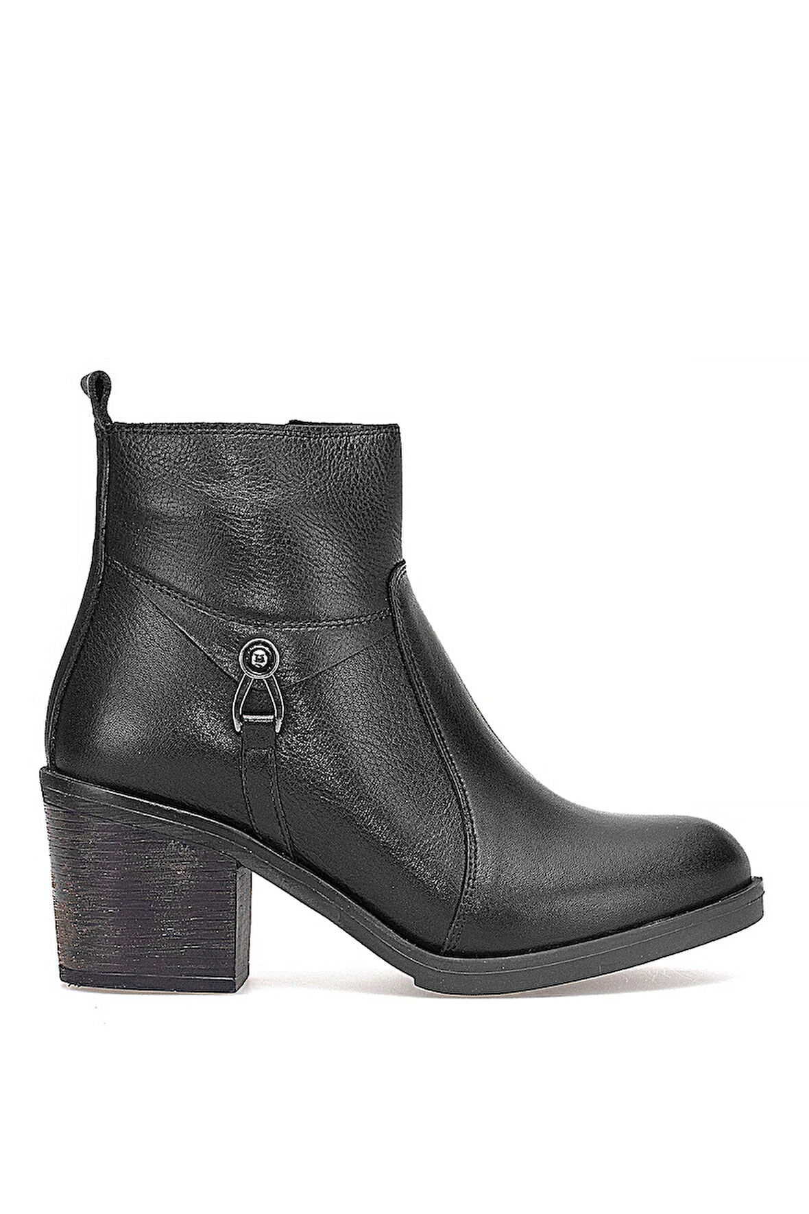 Voyager 9361 Kadın Hakiki Deri Topuklu Bot Siyah