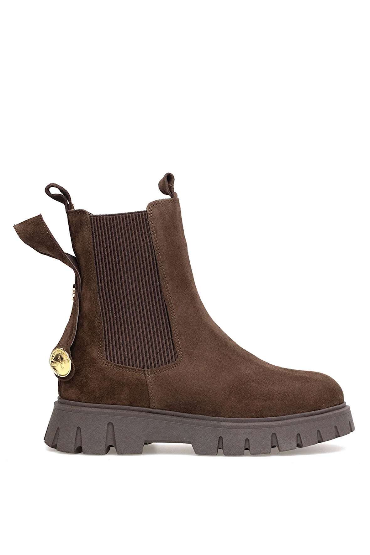 Elit Thalvora Kadın Hakiki Süet Deri Klasik Bot Kahverengi