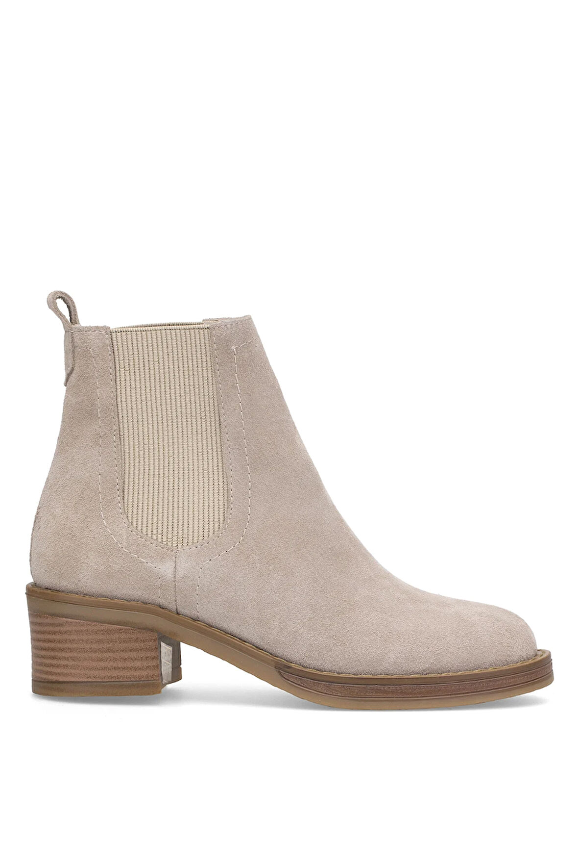 Elit Evelindra Kadın Hakiki Süet Deri Chelsea Bot Bej