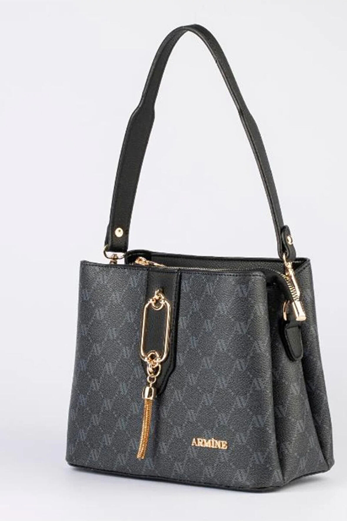 Armine 361 Kadın Omuz Çantası Siyah Baskılı
