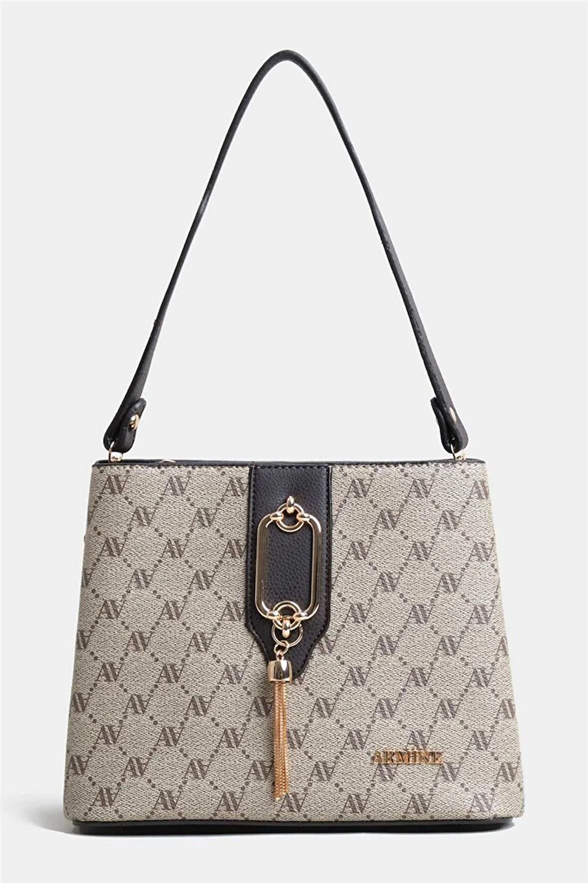 Armine 361 Kadın Omuz Çantası Vizon Baskılı