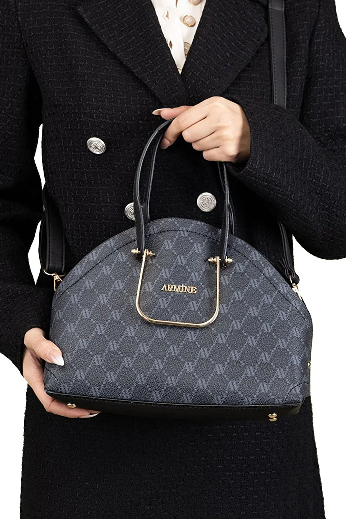 Armine 365 Kadın Omuz Çantası Siyah Baskılı