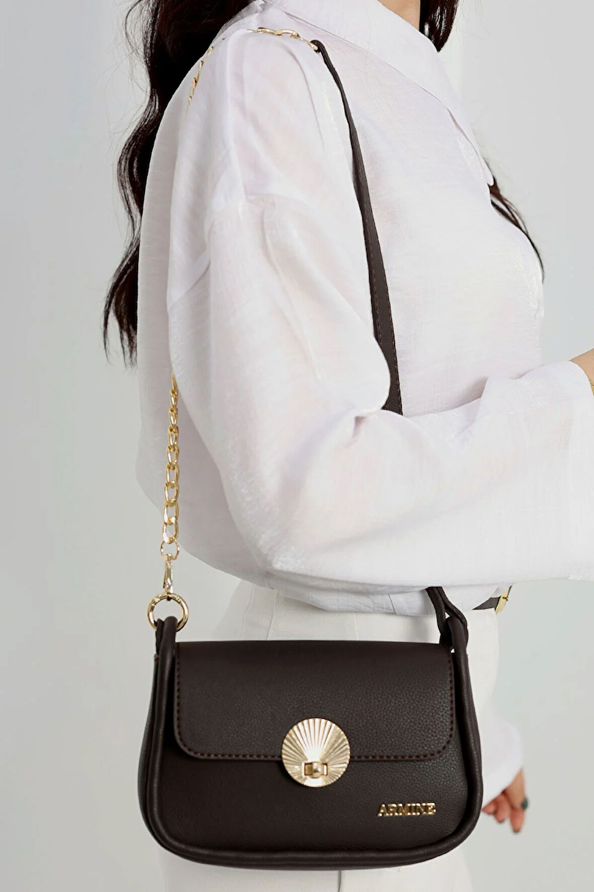 Armine 397 Kadın Omuz Çantası Kahverengi