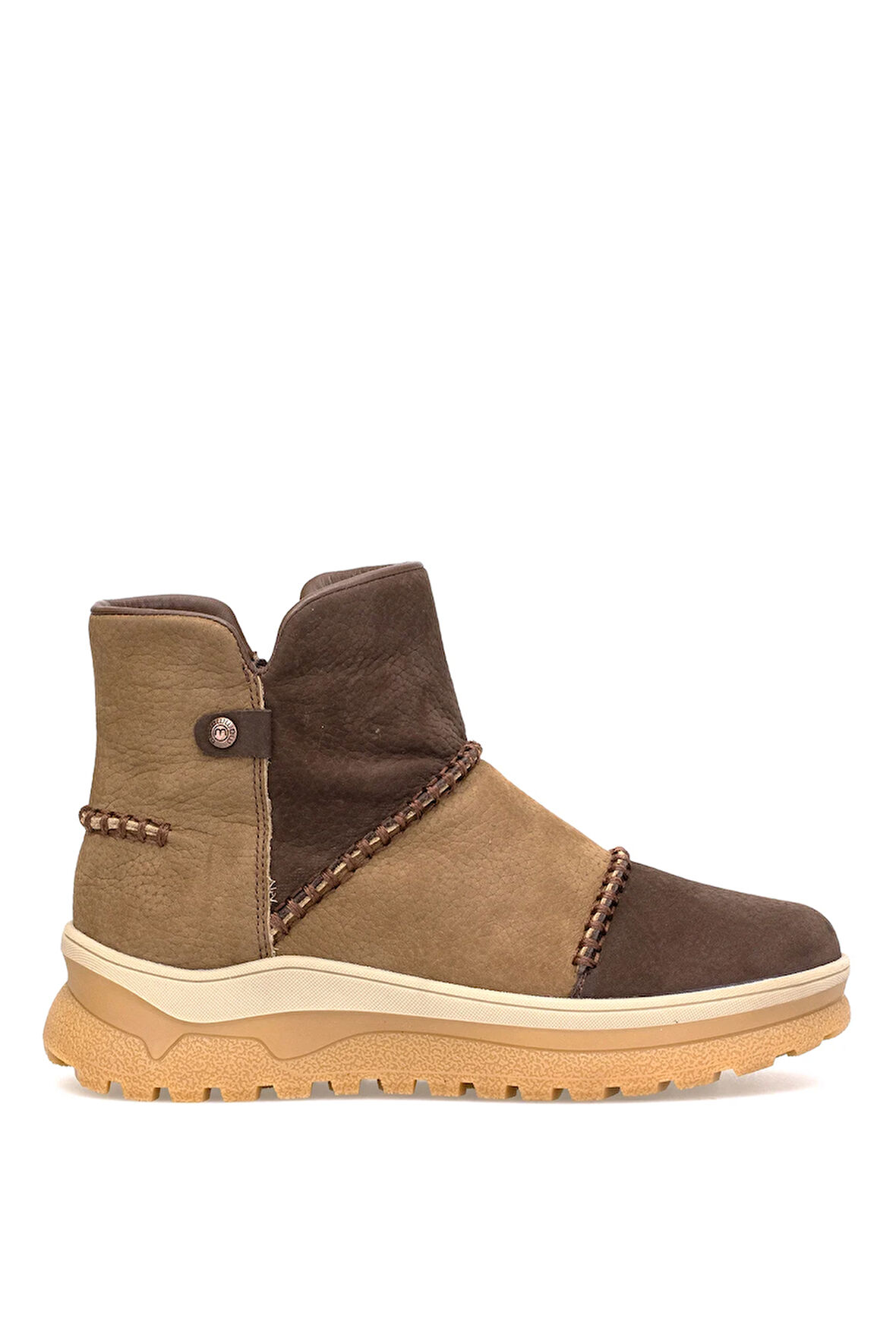 Mammamia D25KB-4090 Kadın Hakiki Nubuk Deri Düz Bot Kahverengi