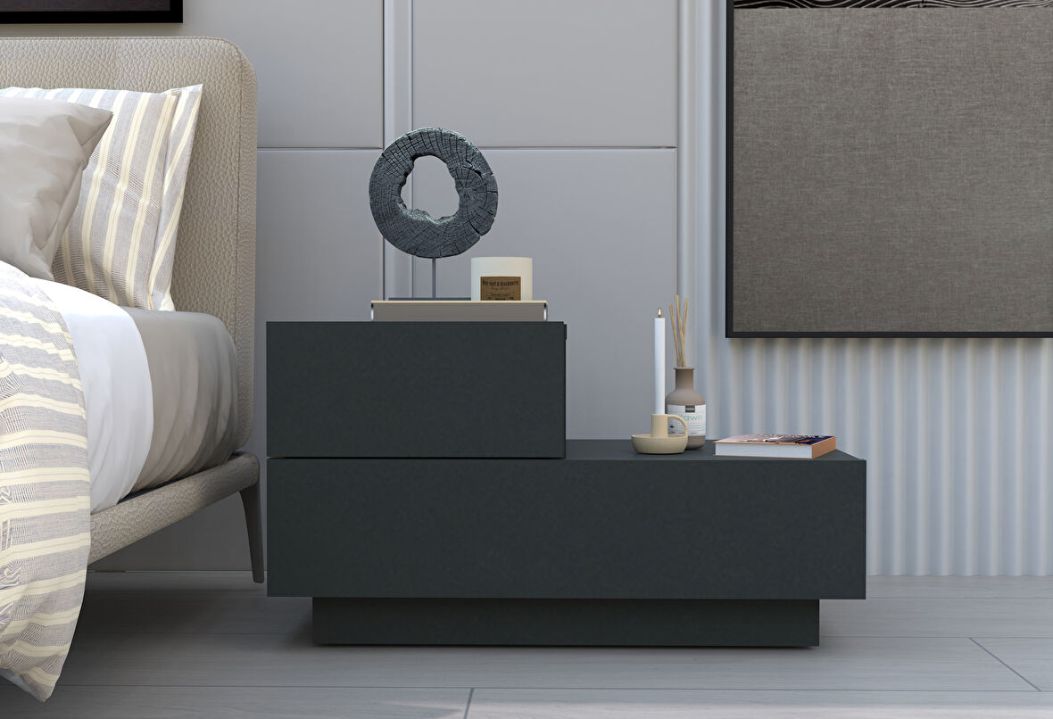 Kayra KMD002 LED Işıklı Komodin – 2 Çekmeceli Modern Tasarım