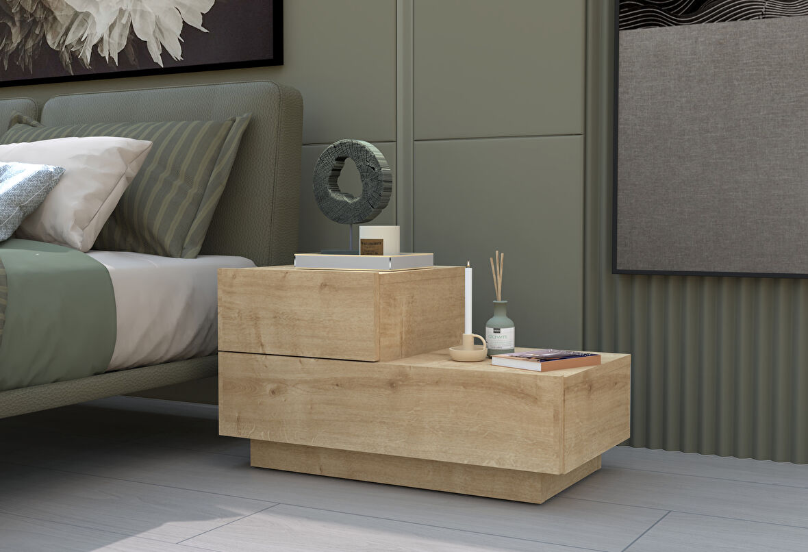 Kayra KMD002 LED Işıklı Komodin – 2 Çekmeceli Modern Tasarım