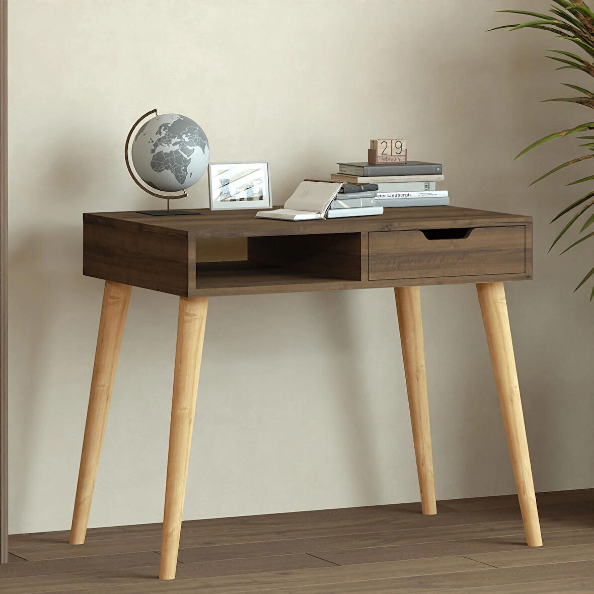 Offer Çalışma Masası, Bilgisayar Masası, Çekmeceli Kilim, Ahşap Ayak, Ev-Ofis