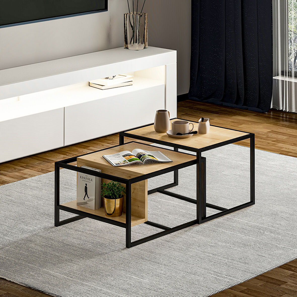 Batı 2'li Orta Sehpa Takımı – Modern Tasarım, Fonksiyonel Kullanım