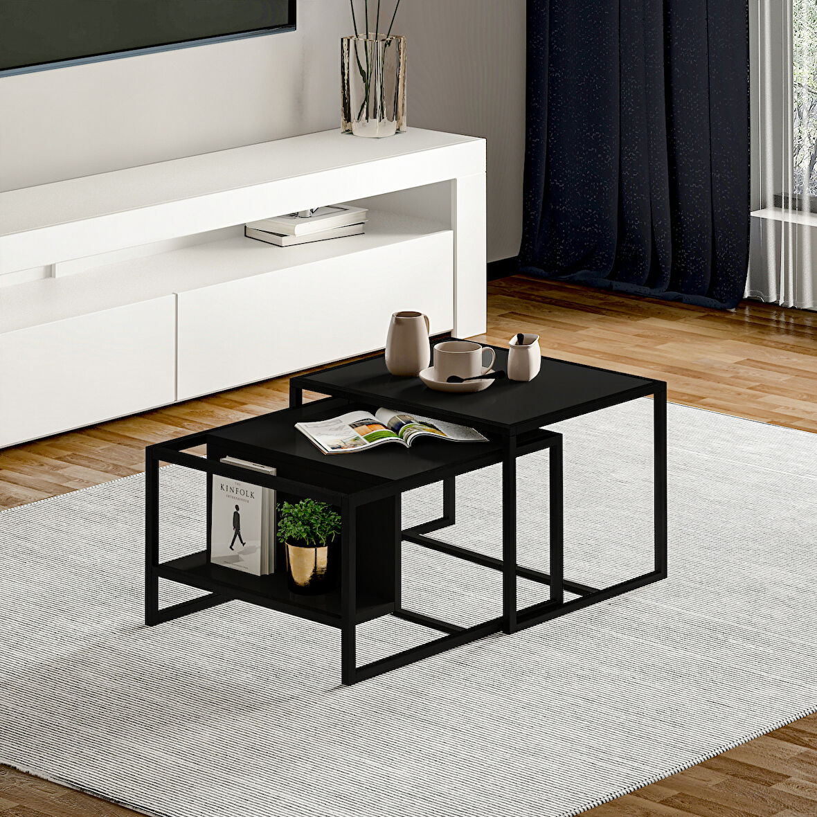 Batı 2'li Orta Sehpa Takımı – Modern Tasarım, Fonksiyonel Kullanım