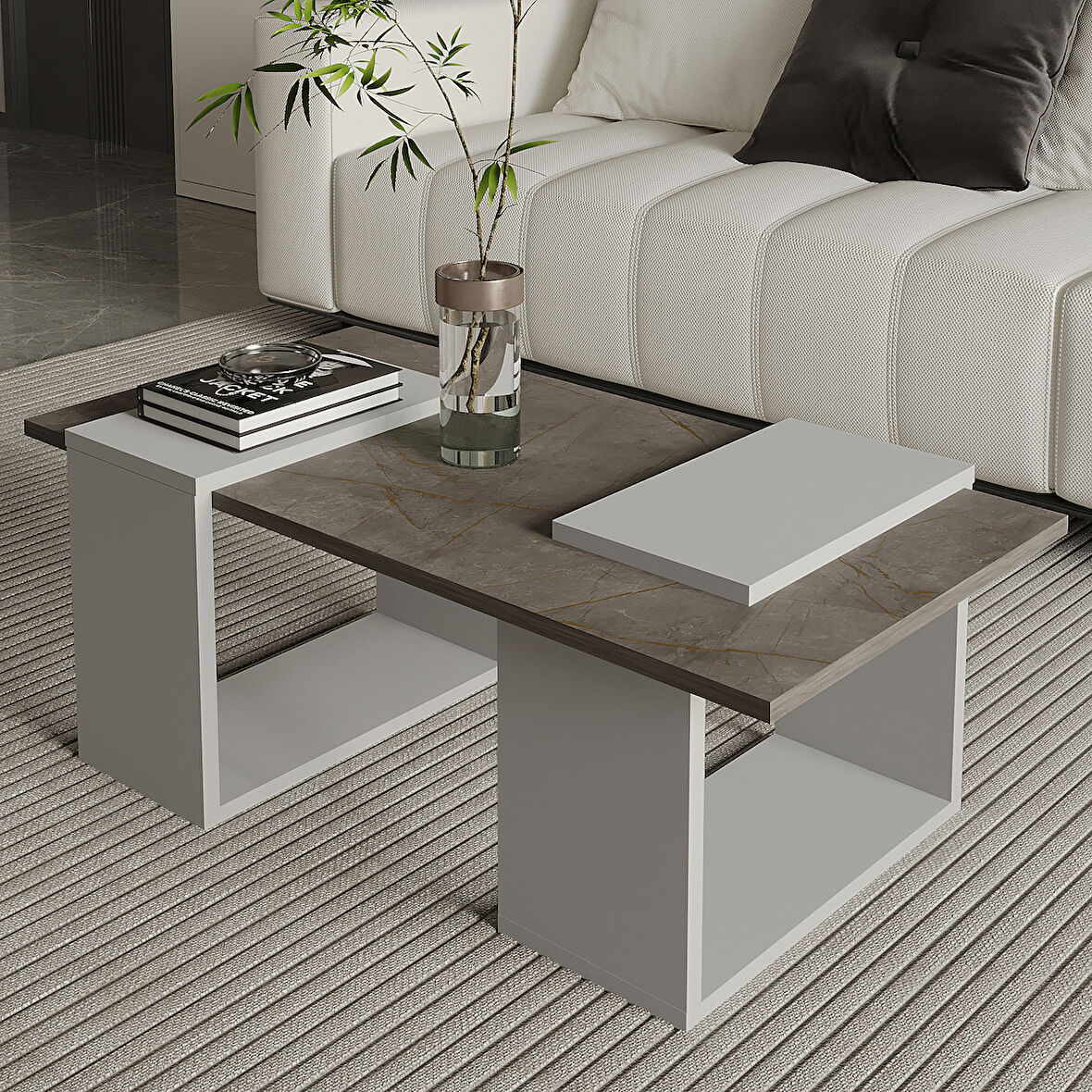 Matris Modern Orta Sehpa – Geometrik Tasarım ve Şık Detaylar