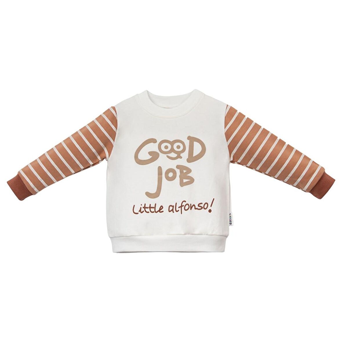 Good Job Little Alfanso Baskılı Çift Renkli Kol Erkek Bebek Sweatshirt