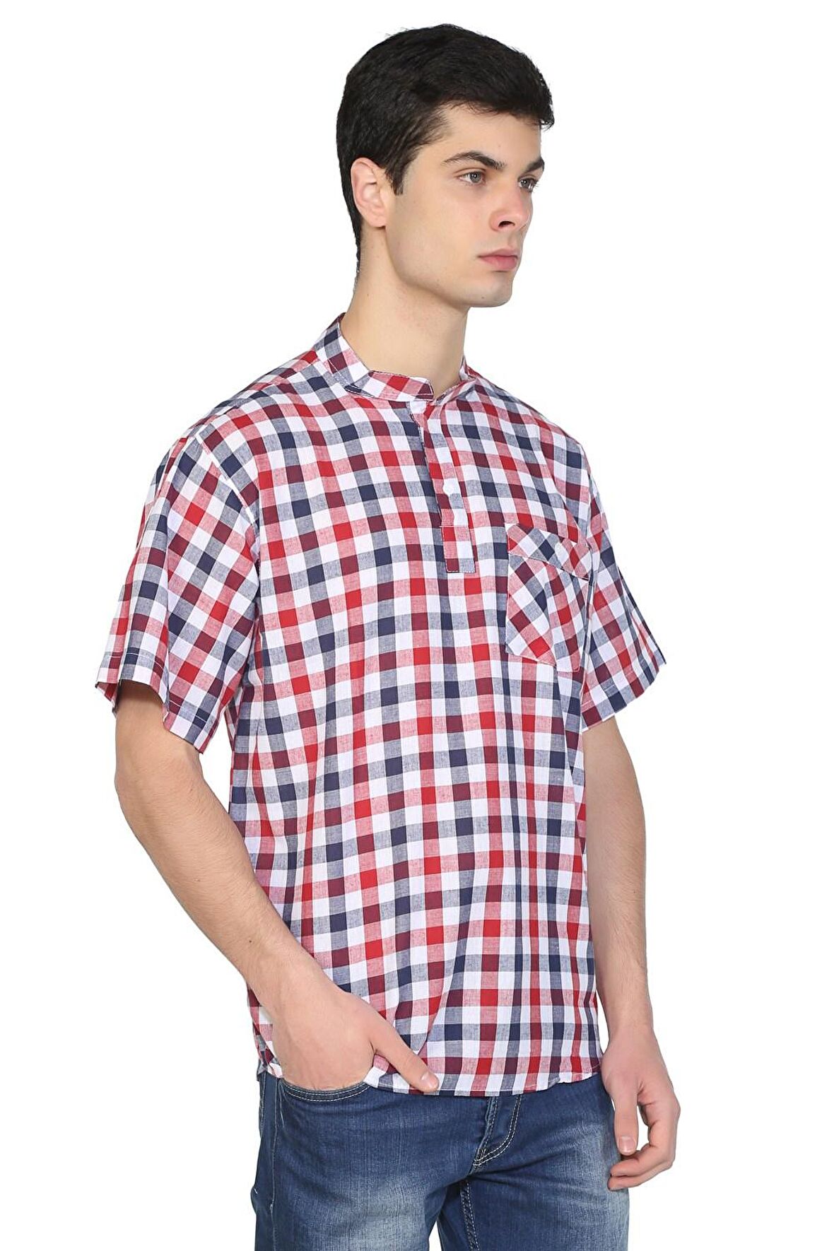 Kısa Kol Şile Bezi Hakim Yaka Erkek Tshirt Laciver