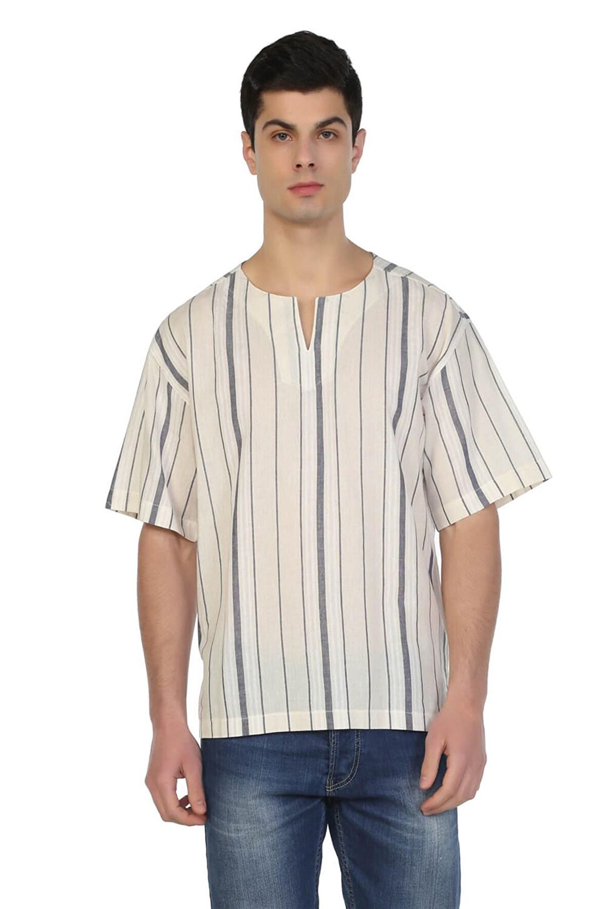 Büyük Beden Kısa Kol Şile Bezi Bisiklet Yaka Erkek