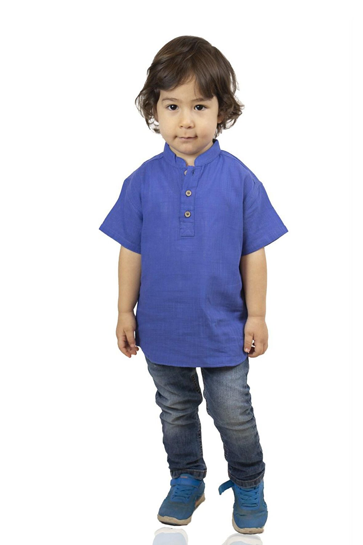 Kısa Kol Şile Bezi Bodrum Erkek Çocuk Tshirt Saks 