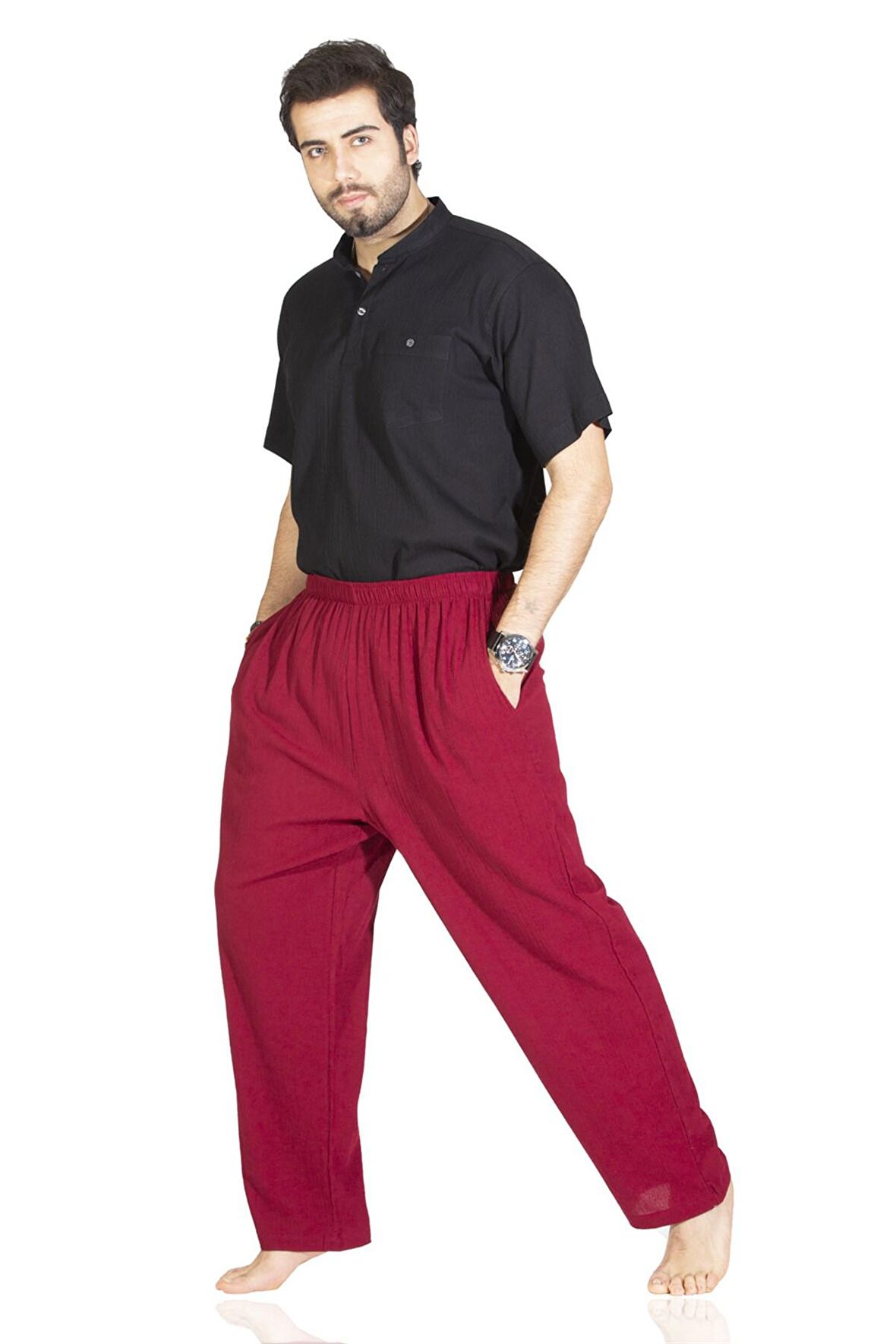 Şile Bezi Unisex Şalvar Pantolon Bordo Brd