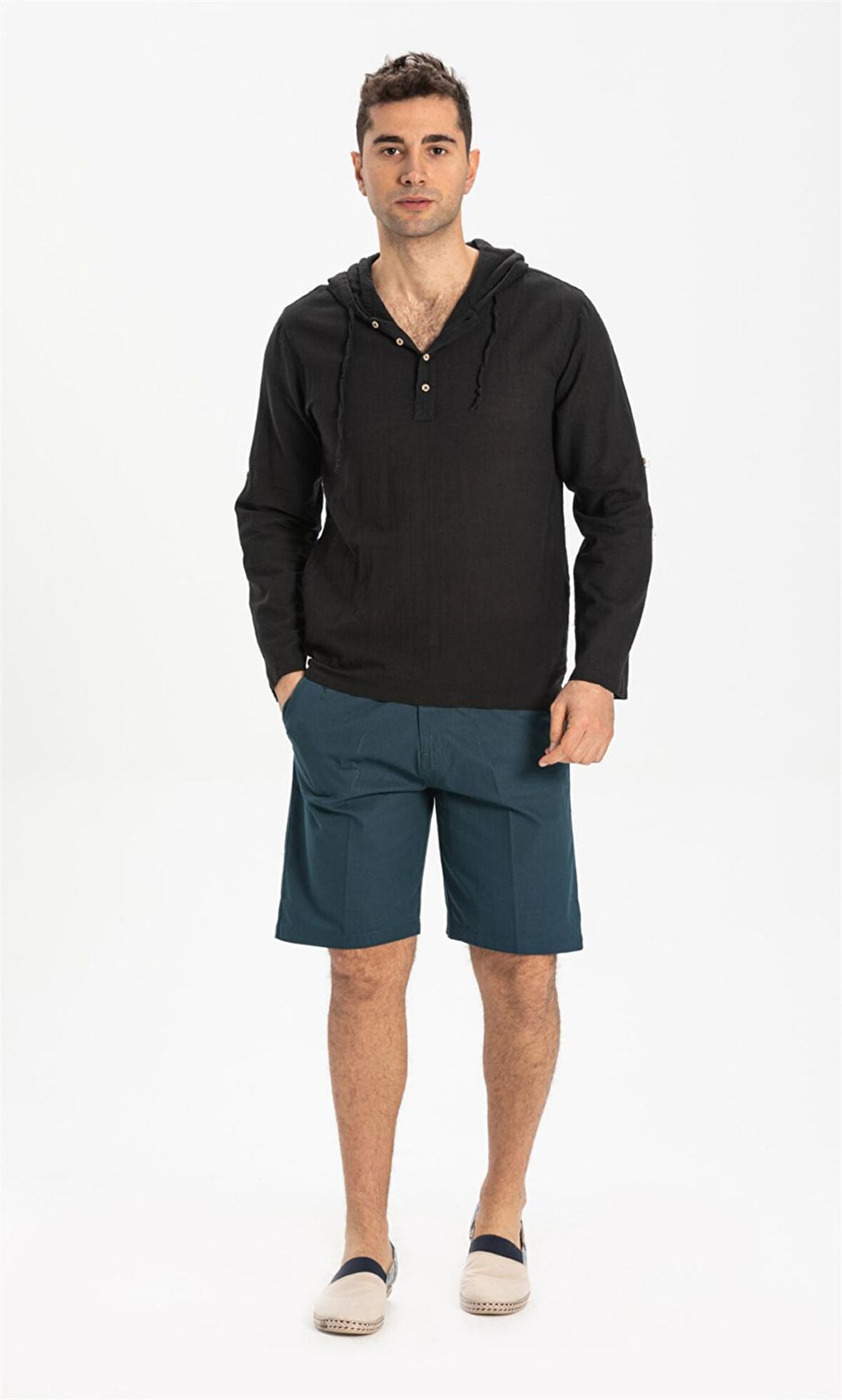 Kapüşonlu Şile Bezi Erkek Sweatshirt Siyah