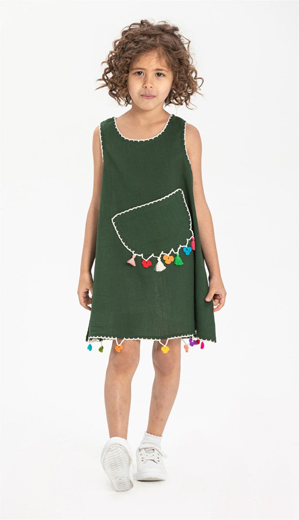 Mine Şile Bezi Çocuk Elbise Yeşil Ysl