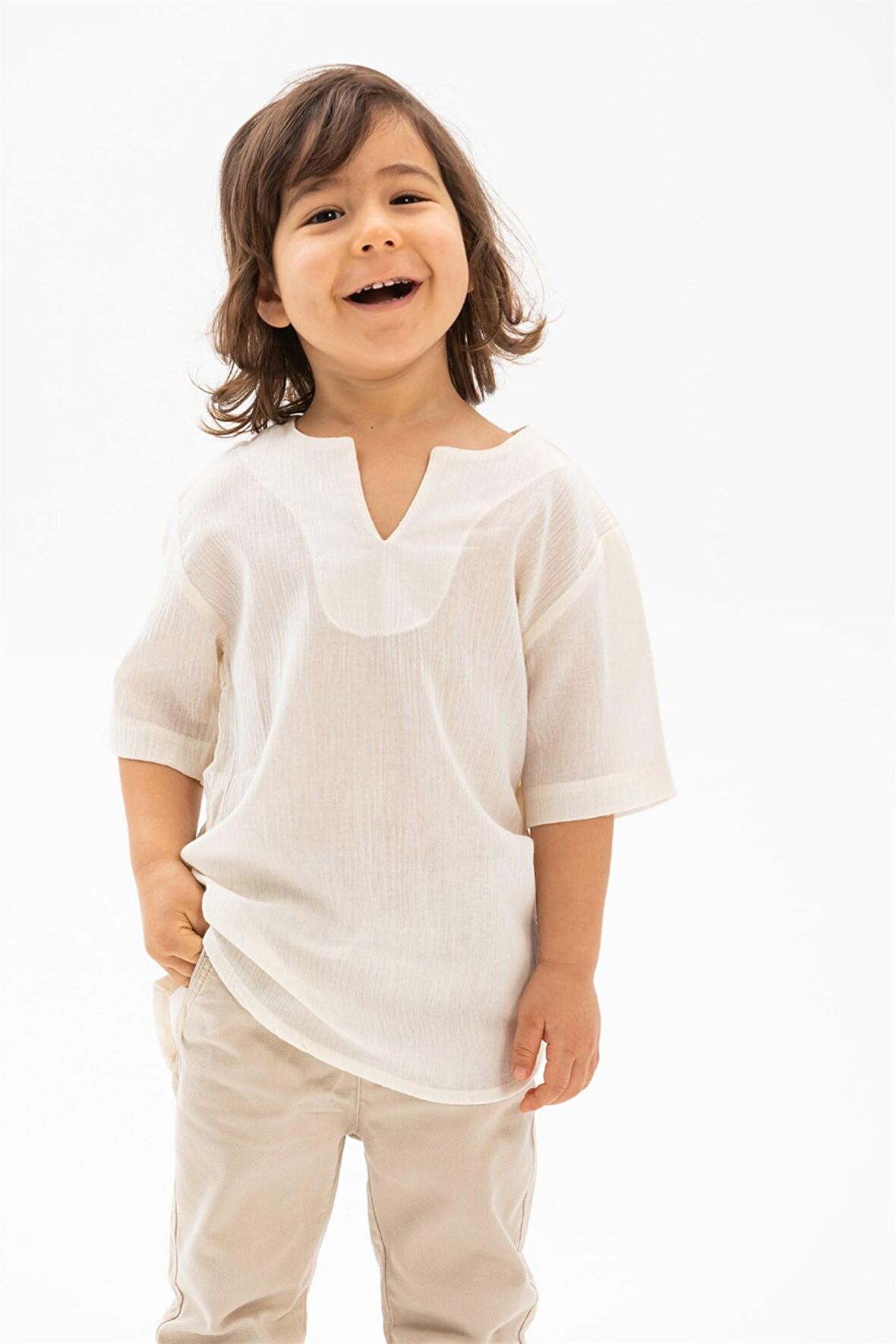 Kısa Kol Şile Bezi Bisiklet Yaka Erkek Çocuk Tshir