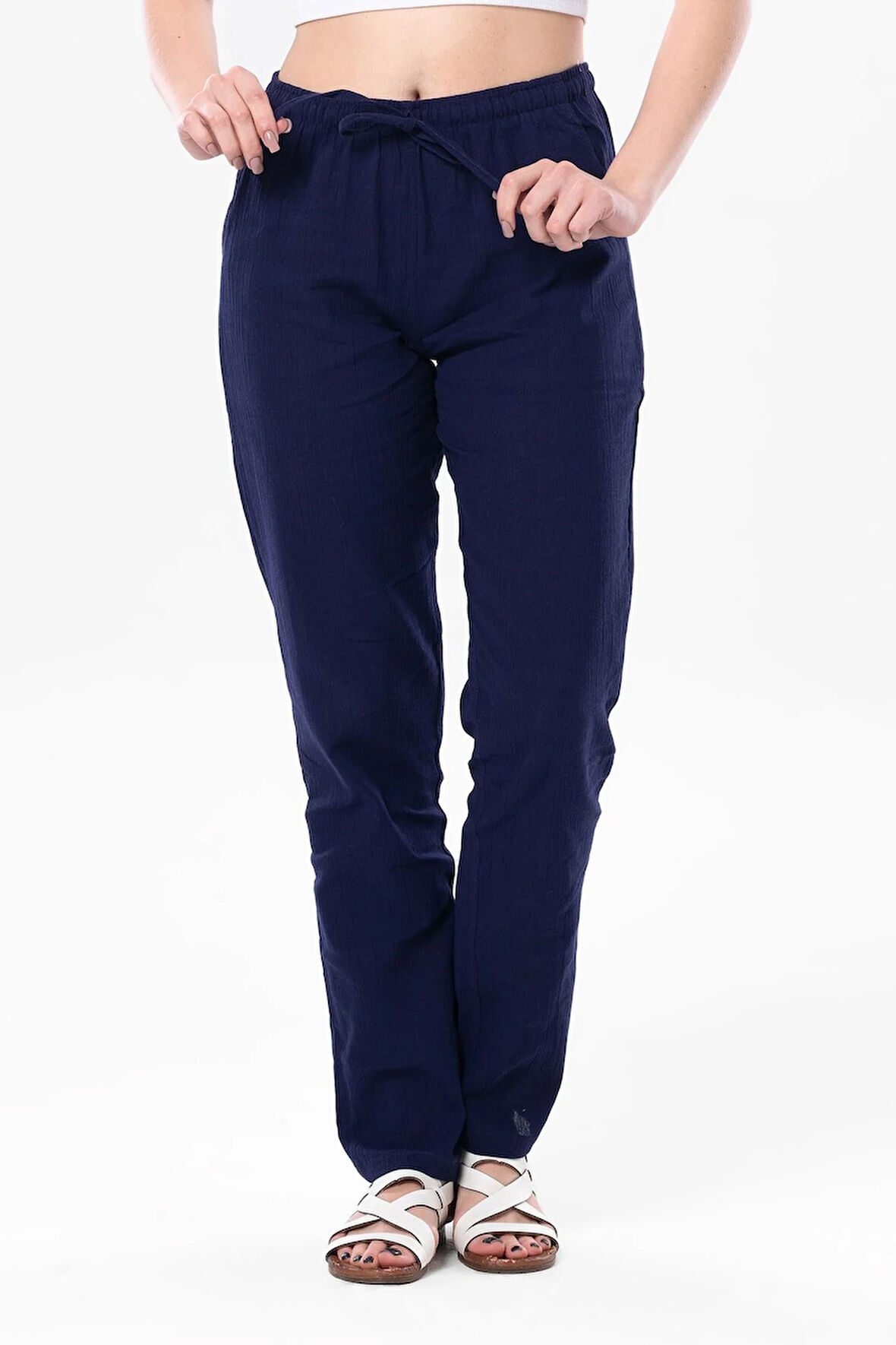 Şile Bezi Cepli Kadın Yazlık Pantolon Mor Mor