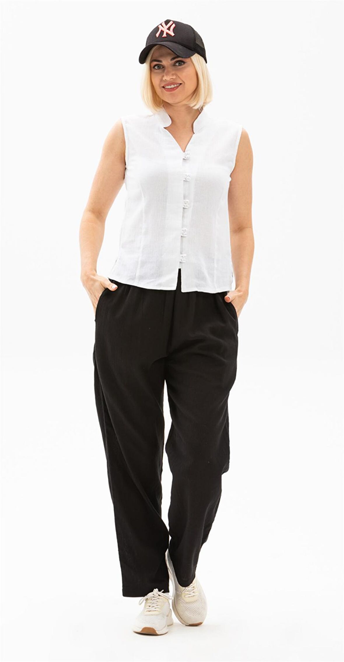 Kolsuz Şile Bezi Arzu Bluz Beyaz Byz