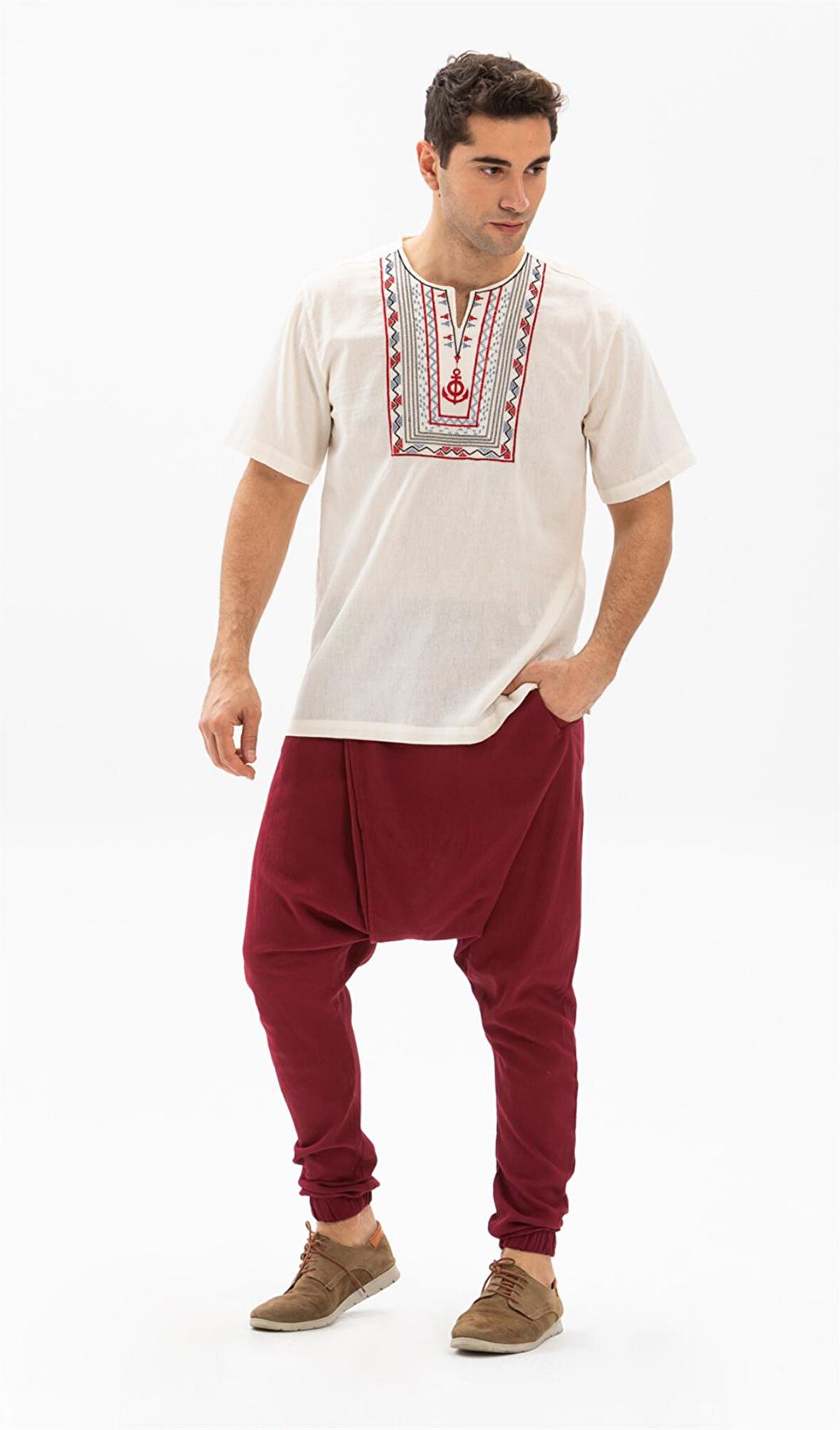 Kısa Kol Şile Bezi Bisiklet Yaka Bahriyeli Erkek T