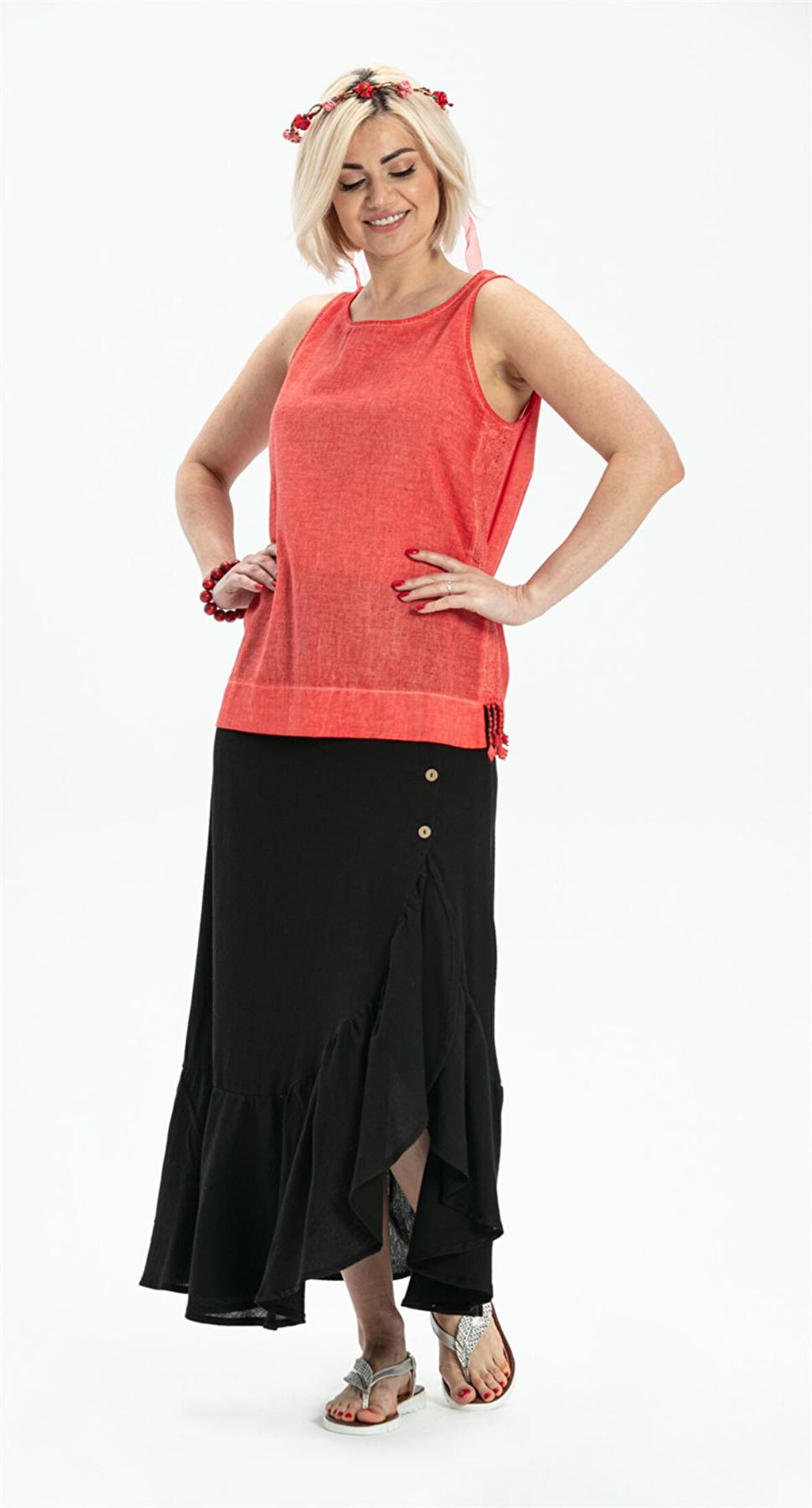 Kolsuz Poplin Zeyno Bluz Mercan Mrcn