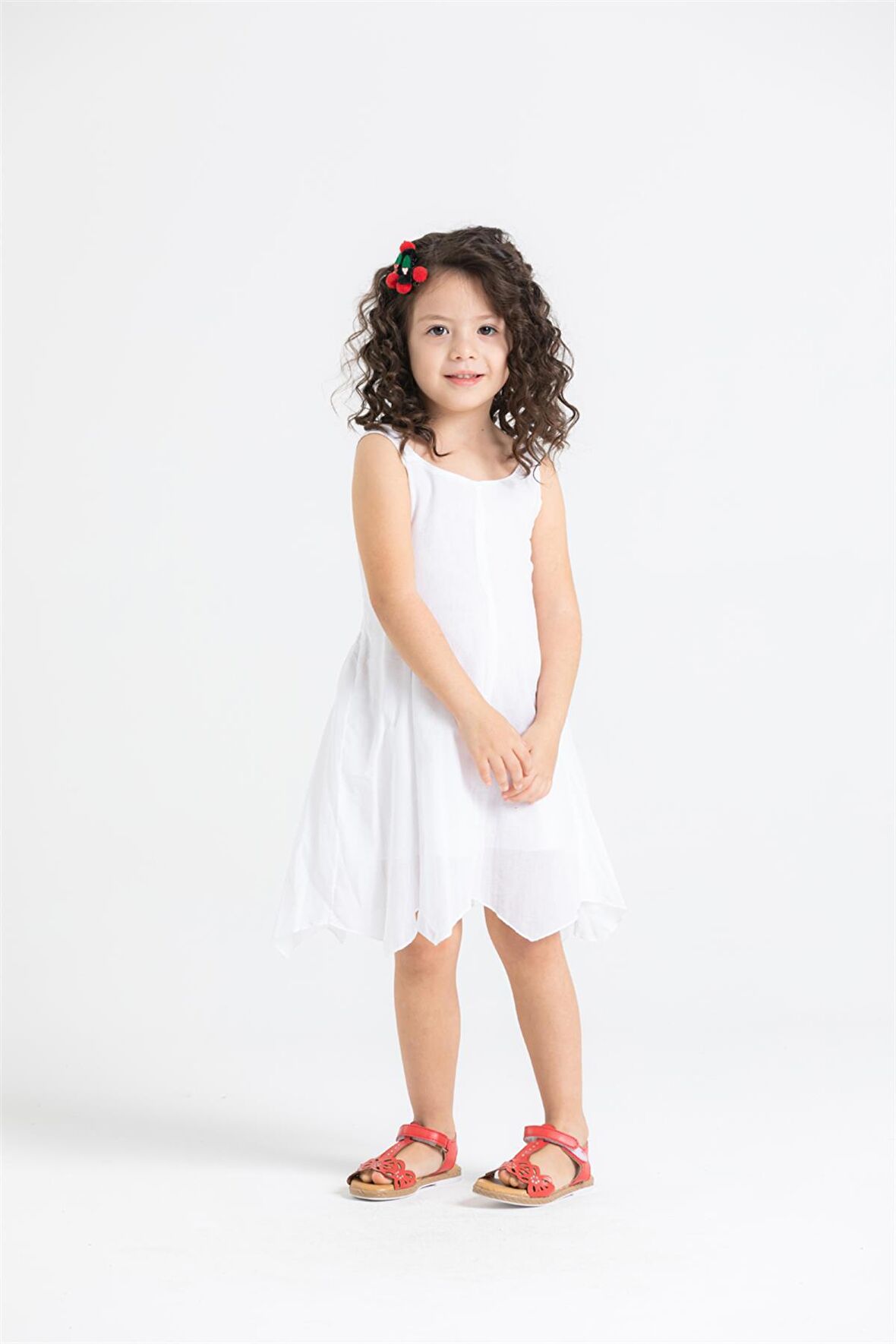 Askılı Şile Bezi Emel Çocuk Elbise Beyaz Byz