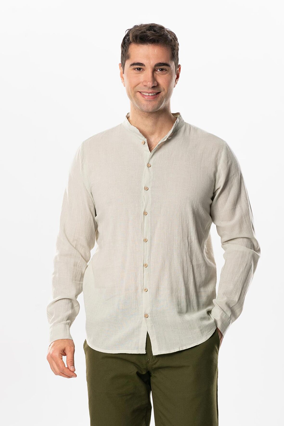 Uzun Kol Poplin Ege Erkek Yazlık Gömlek Taş Tas