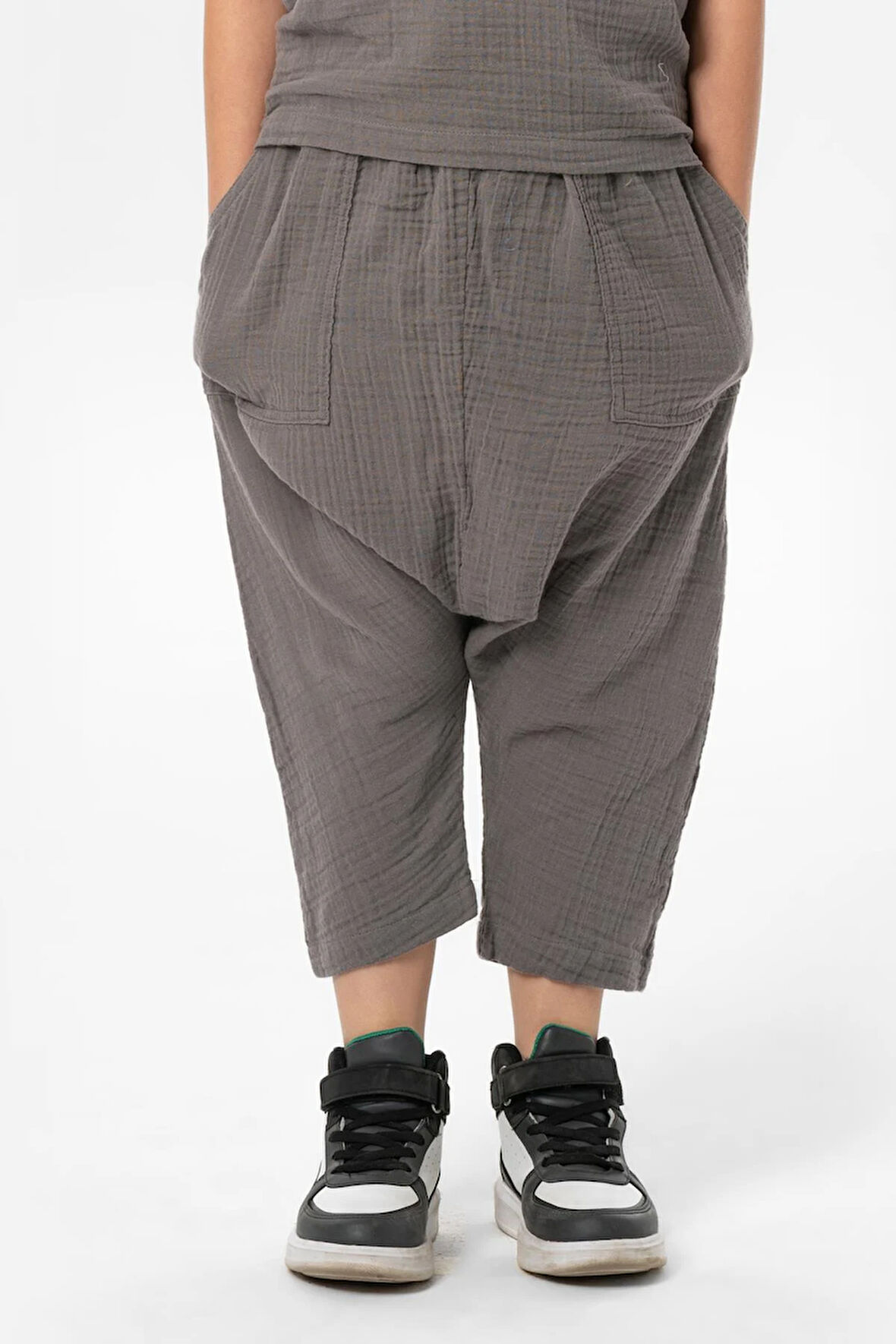 Batı Yazlık Müslin Erkek Çocuk Şalvar Gri Gri