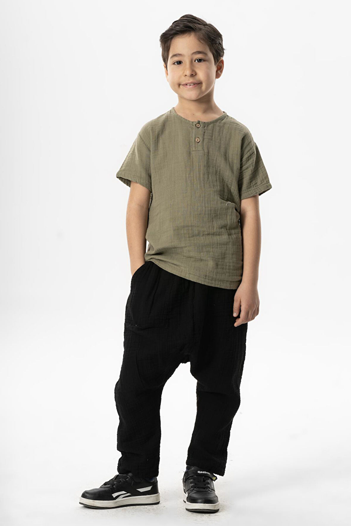 Batı Yazlık Müslin Erkek Çocuk Şalvar Siyah Syh