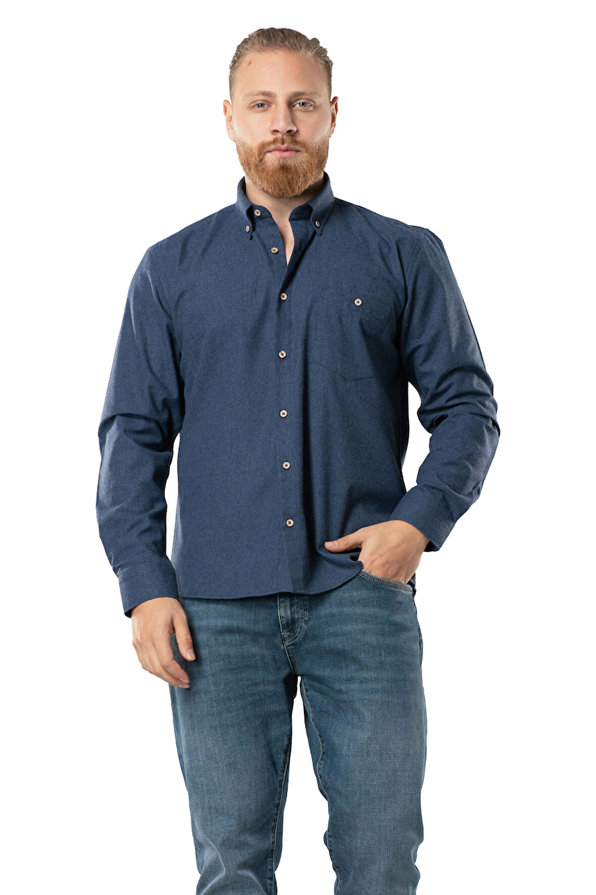 Uzun Kol Oduncu Erkek Pazen Sonbahar ve Kışlık Gömlek Lacivert 4035