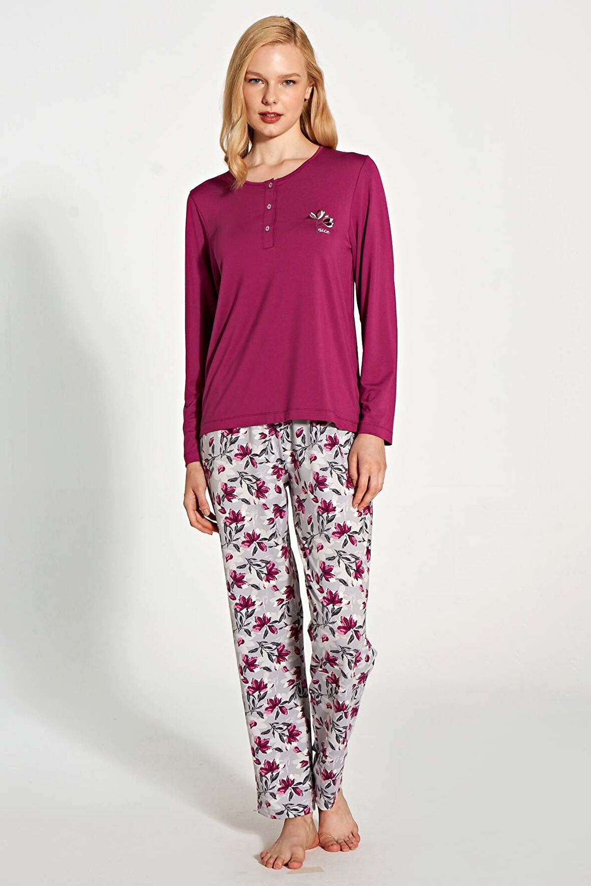 Pijadore Kadın Fuşya Uzun Kol Pijama Takım 1776 