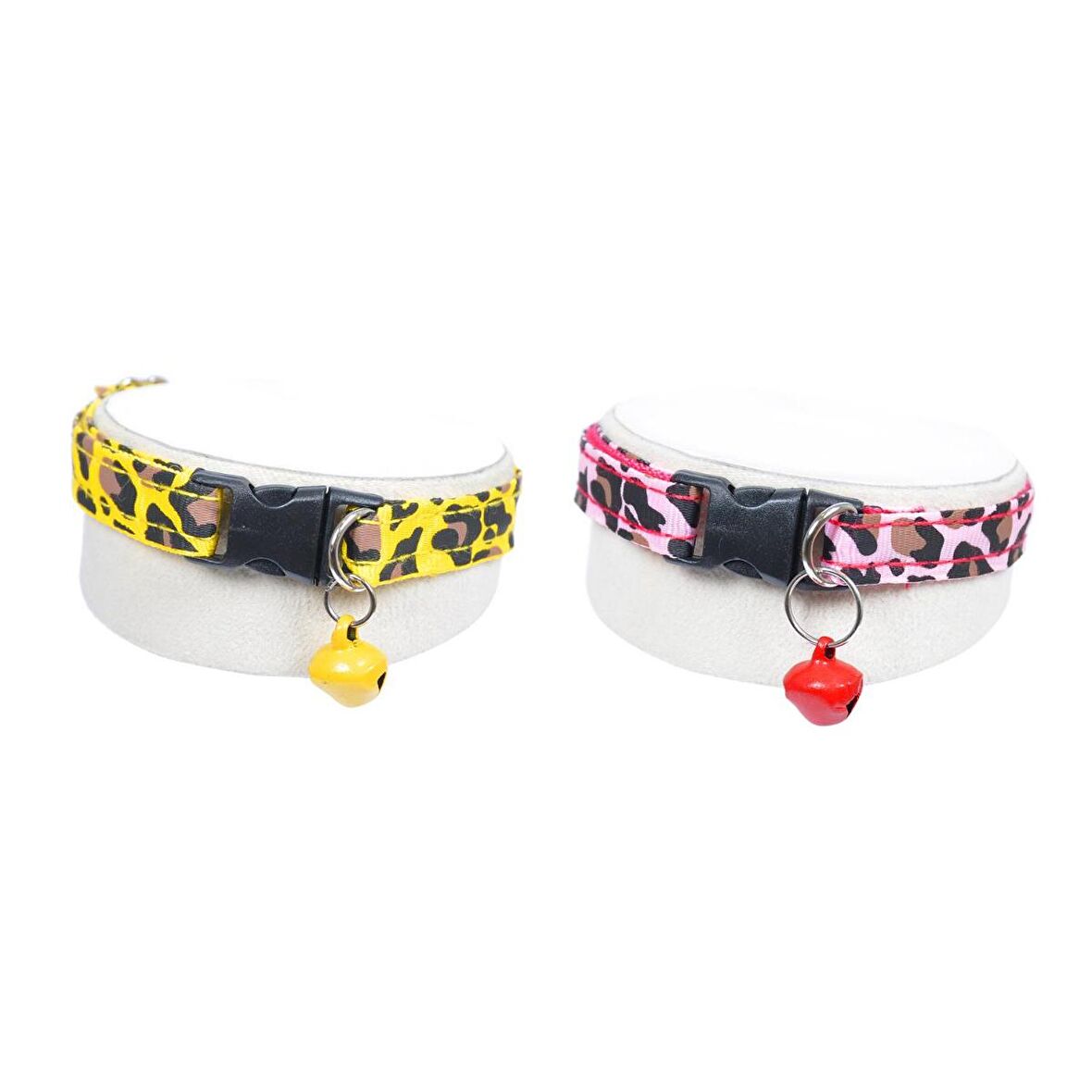 X-Perk Leopar Desenli Zilli Kedi Köpek Tasması 2'li Set